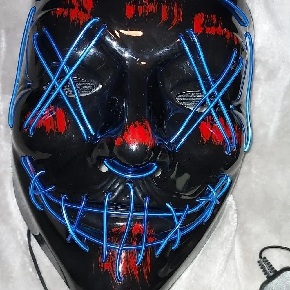 Confetti V-vendetta mask with light red Black blue